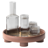 round platform tray with ripple carafe water