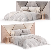 MEDOC Luxury Velvet Bed with Golden Detailing