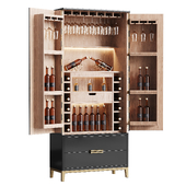 Modern Wine cabinet with dishes and glasses 03