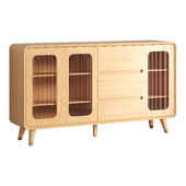 Scandinavian Brown Wood Sideboard Cabinet