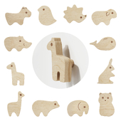 Set of 12 Wooden Animal Cabinet Knobs