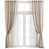 Linen Curtains with Rope Tiebacks and Tulle