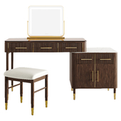 Walnut Makeup Vanity Set with Mirror