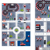 Hiles GrayBlueRed Area Rug