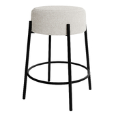 Round Boucle Backless Counter Height Bar Stool