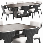 RH Ligne open rectangular dinning table and armchair
