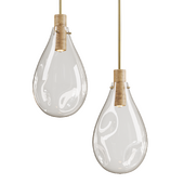Calandra Glass and Travertine Pendant