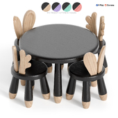 WOODEN ANIMAL CHAIR & TABLE