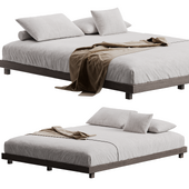 Japanese Style Walnut Queen Floor Bed