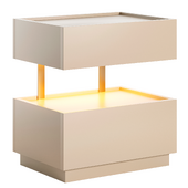Simplistic 2-Tier Wood Countertop Drawer Storage Nightstand with Illuminating