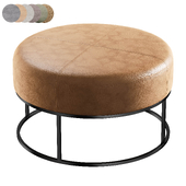 Cattibrie Vegan Leather Upholstered Round Ottoman