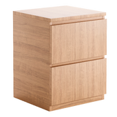 Wood Countertop Postmodern Drawer Storage Nightstand with 2 Drawers