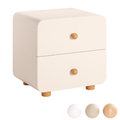 Modern Minimalist White Solid Wood Double Drawer Bedside Table