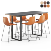 Барный комплект от фабрики WestElm, барный стол серия Horne, барный стул серия Slope Leather