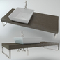 Washbasin on the wooden plate - Умывальники - 3D модель
