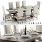 Pottery Barn Banks and Ashton 1 - Стол + стул - 3D модель