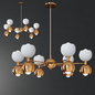 Mid Century Chandelier Glass And Brass - Подвесной - 3D модель
