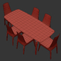 Стол giorgetti blade и стулья giorgetti ala - Стол + стул - 3D модель - фото 3