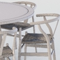 Black wishbone chairs - Стол + стул - 3D модель - фото 3