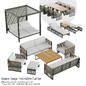 Outdoor garden wicker woven dining set Skyline design Horizon - Стол + стул - 3D модель - фото 5