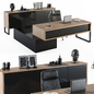 Manager Desk Wood and Black - Office Furniture 265 - Офисная мебель - 3D модель