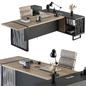 Manager Desk Wood and Black - Office Furniture 264 - Офисная мебель - 3D модель