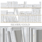 Набор книг Books white with silver and gold - Книги - 3D модель