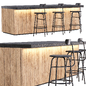 Jack Bar Furniture Set V1 / Набор барной мебели - Стол + стул - 3D модель