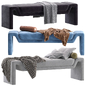 Perimeter Anthracite Velvet Bench By CB2/бархатная скамья - Другая мягкая мебель - 3D модель