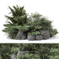Outdoor Garden Set Bush and Tree - Garden Set 2105 - Кусты - 3D модель