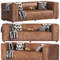HomeRoots 98 Brown Top Grain Leather and Black Sofa - Диваны - 3D модель - фото 3