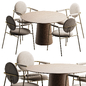 Dining Set 19 - LaLume-ST00185 Chair and Pov Round Dining Table - Стол + стул - 3D модель