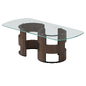 Luca Home Walnut Veneer Wood/Glass S-shaped Coffee Table - Столы - 3D модель