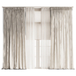 Pinch Pleated Curtains with Tulle and Roller Blind - Шторы - 3D модель