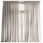 Pinched Plisse Draped Curtain w Roller Blind - Шторы - 3D модель