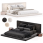 Cesar Suede Fabric Contemporary Minimalist Bed Frame - Кровати - 3D модель
