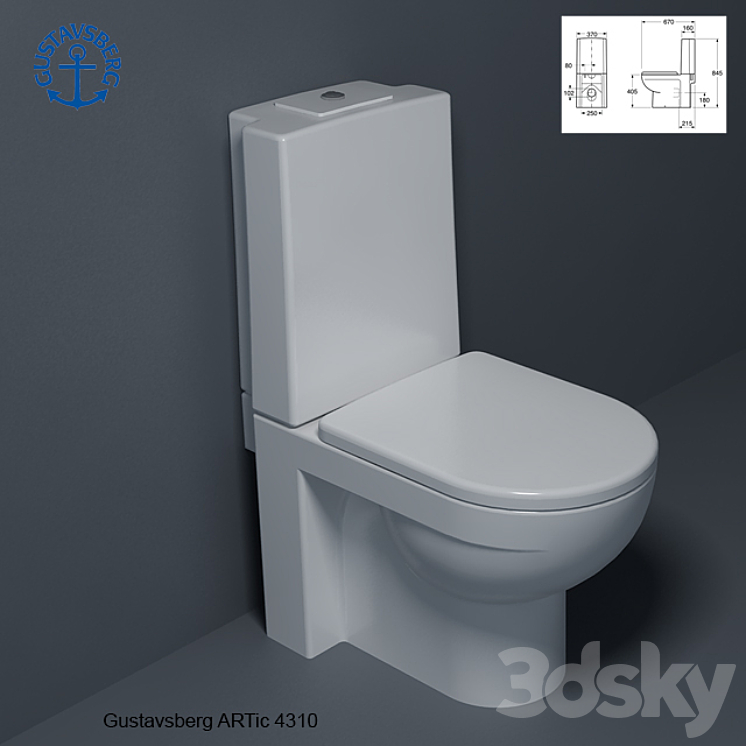 Gustavsberg ARTic 4310 - Toilet and Bidet - 3D model