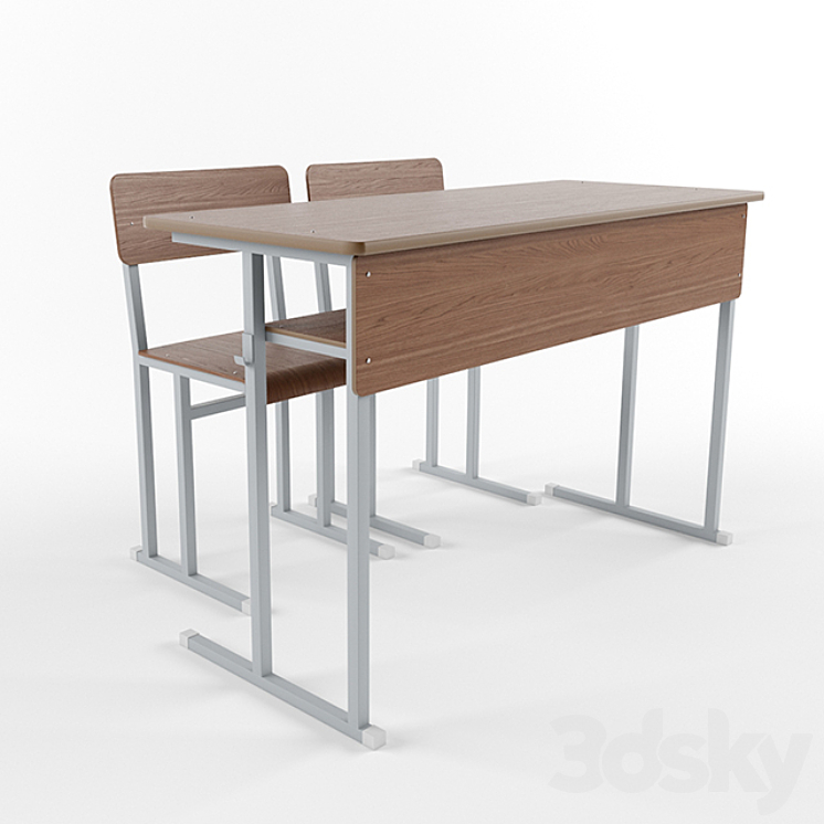 Table school with chairs Table + Chair 3D model