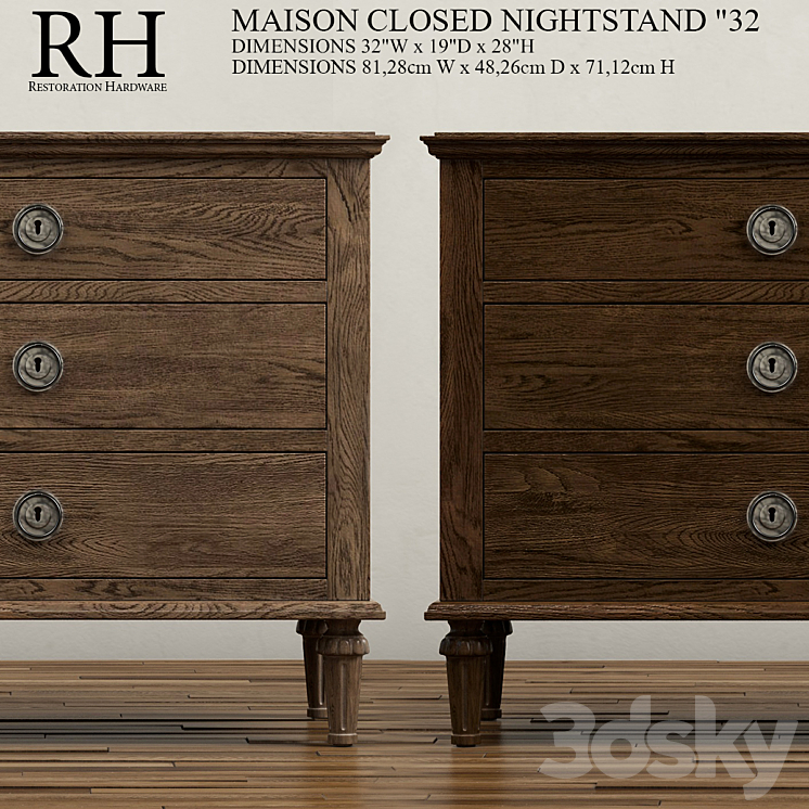 32 MAISON CLOSED NIGHTSTAND Sideboard Chest of drawer 3D model