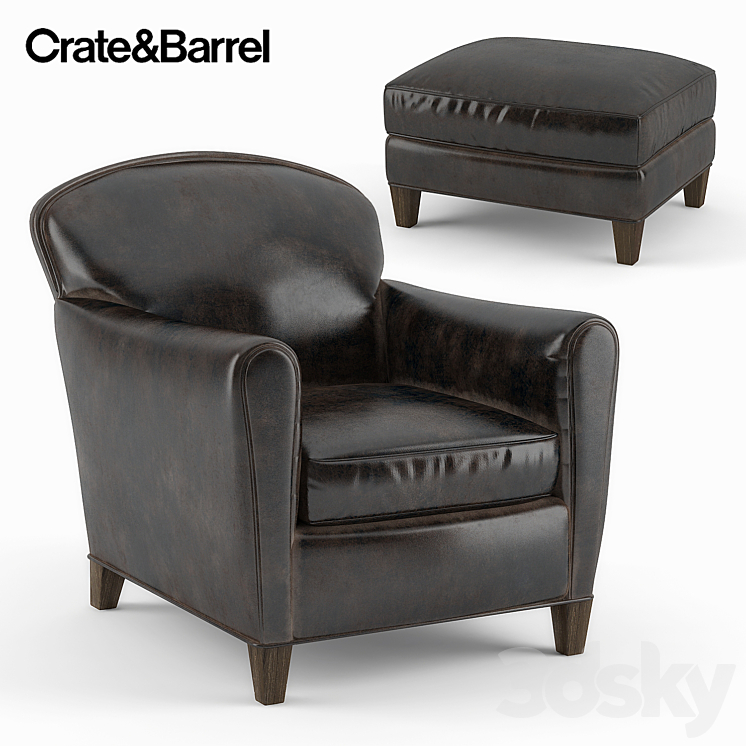 Crate&Barrel / Eiffel Leather Chair Arm chair 3D model