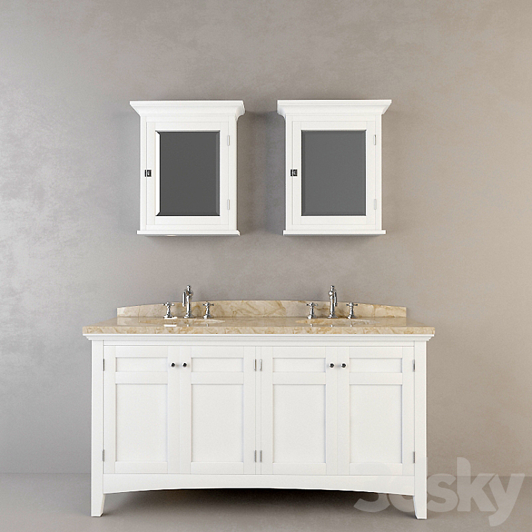 RH CARTWRIGHT DOUBLE VANITY - Bathroom furniture - 3D model