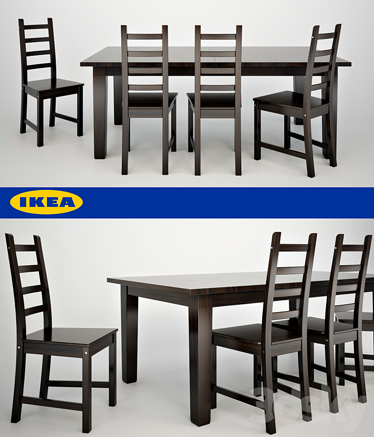 Ikea Sturnes Kaustby Table Chair 3D model