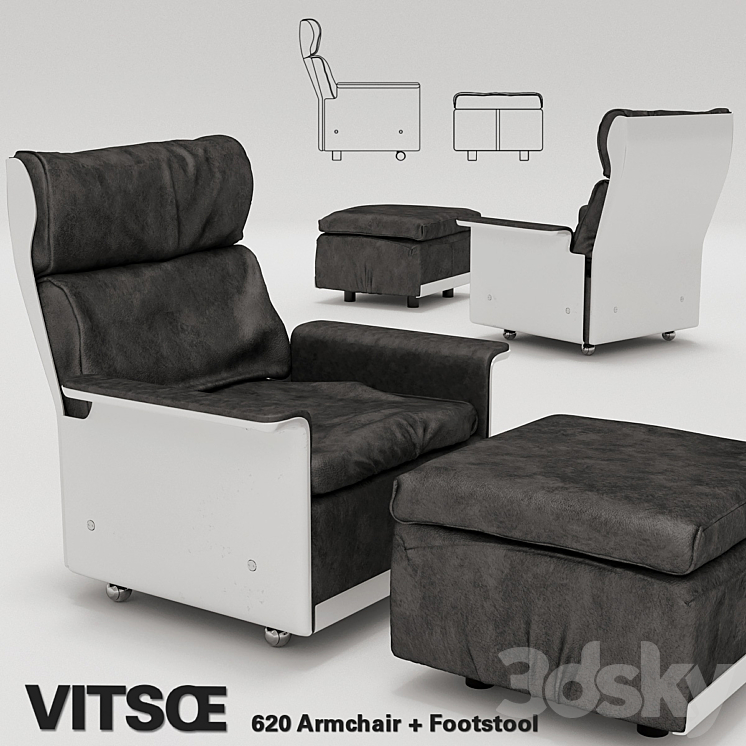 Armchair store and footstool