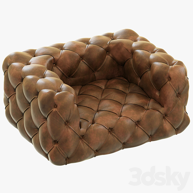 Restoration Hardware Soho Tufted Leather Chair Arm chair 3D model
