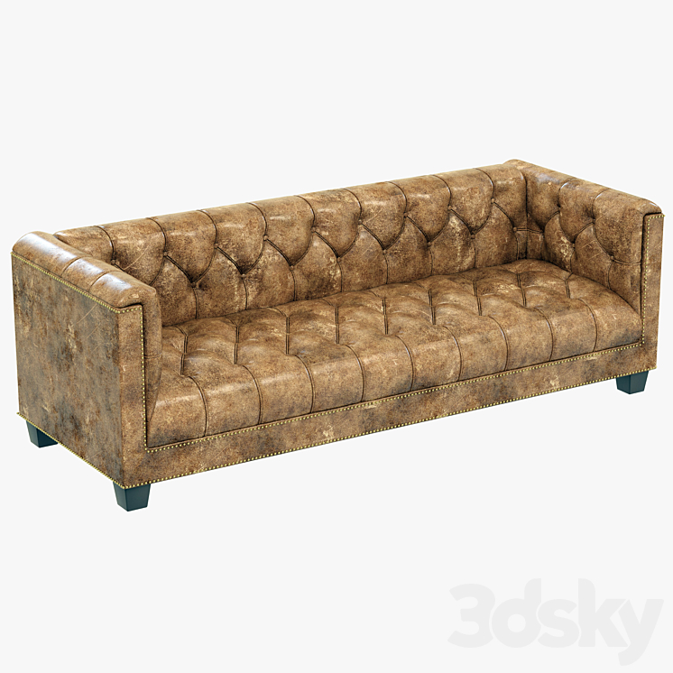 Restoration Hardware Savoy Leather Sofa Sofa 3D model