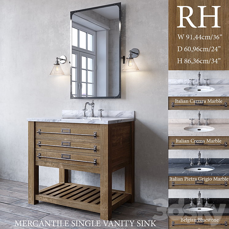 MERCANTILE SINGLE VANITY SINK Bathroom furniture 3D model