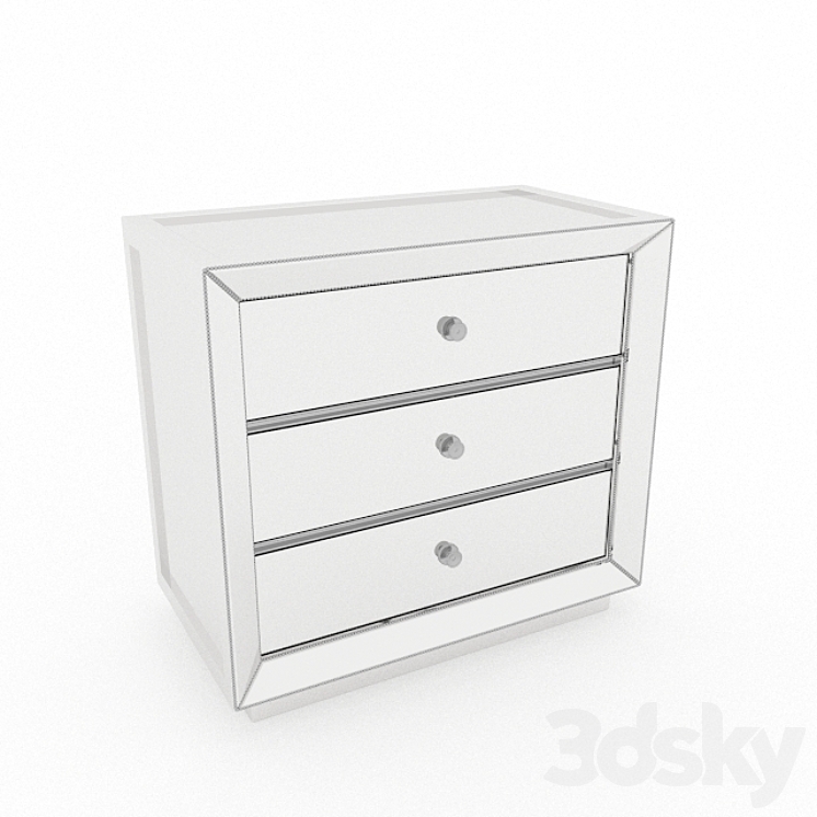Omni Mirrored 3 Drawer Chest Sideboard & Chest of drawer 3D model
