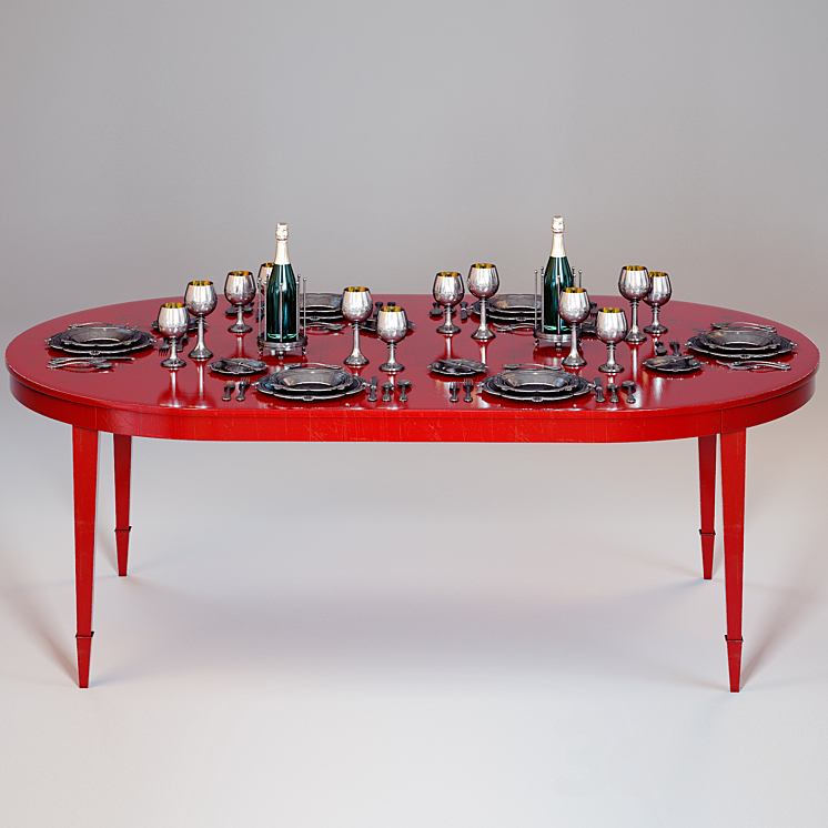 BAKER CLASSIC OVAL DINING TABLE №7838 Table 3D model