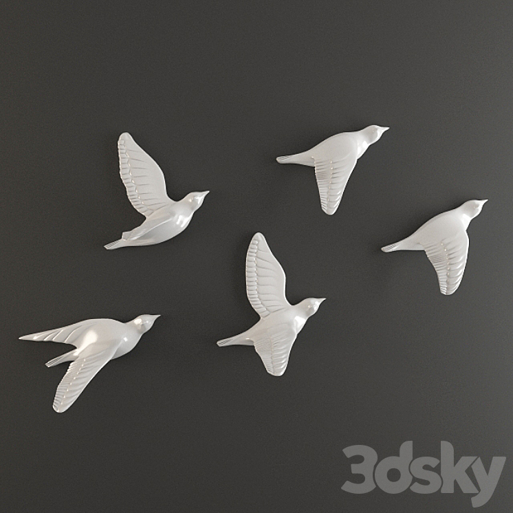 porcelain birds wall decor Sculpture 3D model