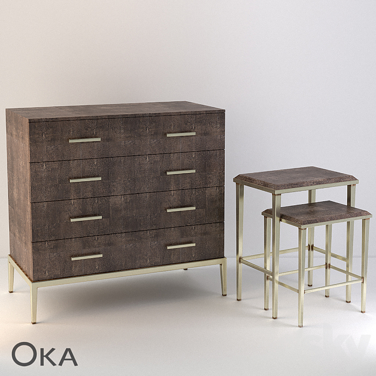 the loft furniture Oka series FAUX SHAGREEN and RIVULET Sideboard & Chest of drawer 3D model